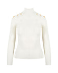 Shoulder Button Detailed Turtleneck Sweater - Ecru