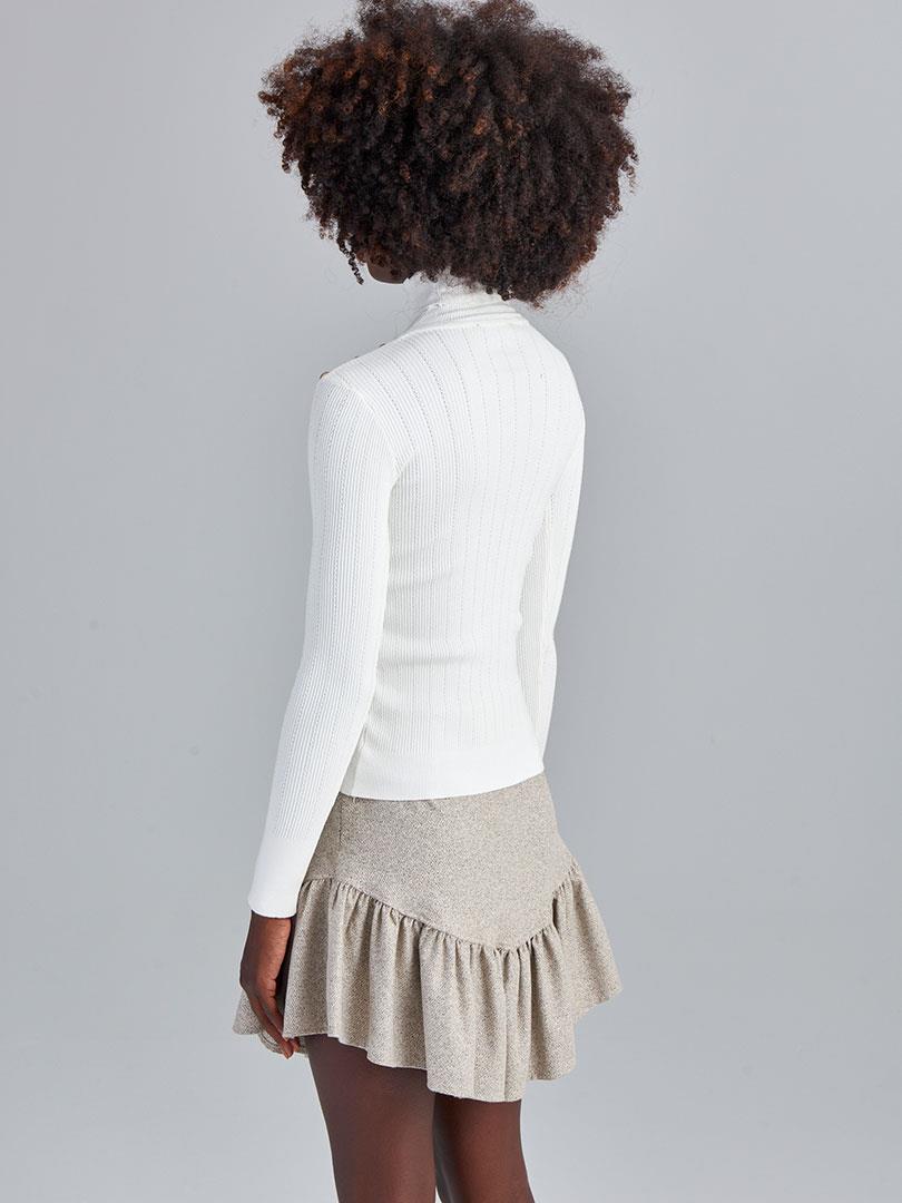 Shoulder Button Detailed Turtleneck Sweater - Ecru