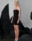 Sweetheart Neckline Strapless Cut Chic Mini Dress with Lace Front - Black