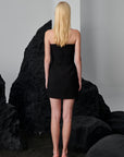 Sweetheart Neckline Strapless Cut Chic Mini Dress with Lace Front - Black