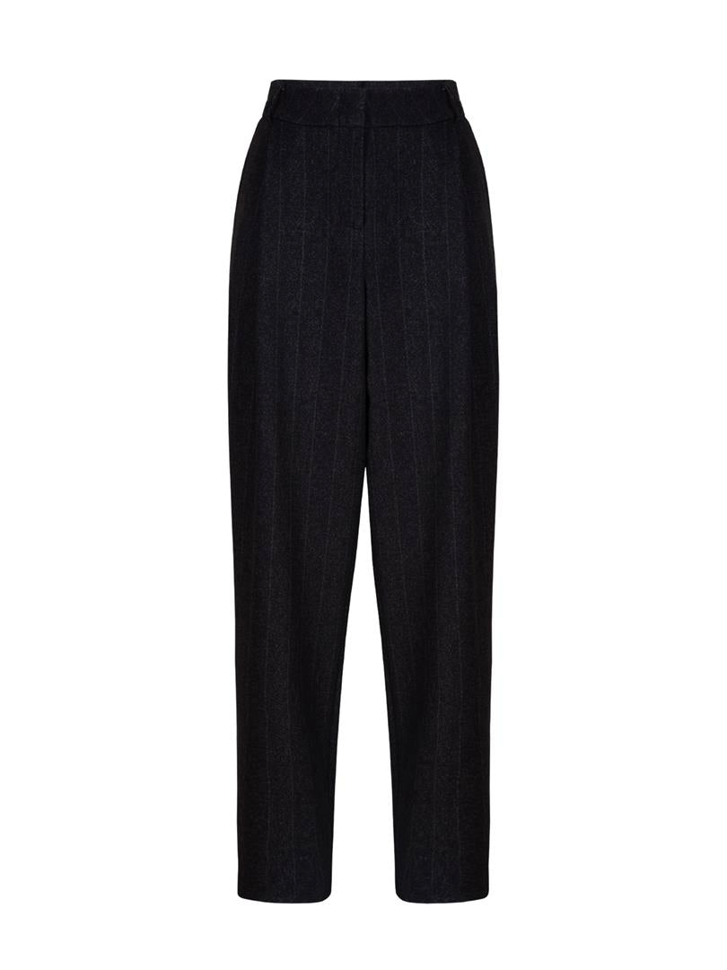 Pleated Front Wide Leg Trousers - Anthracite