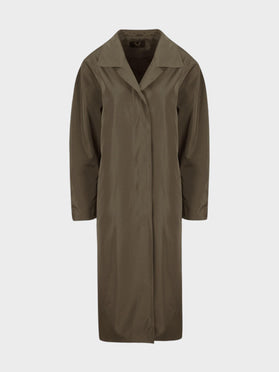 Oversize Cut Buttoned and Pocket Detailed Long Trench Coat - Khaki