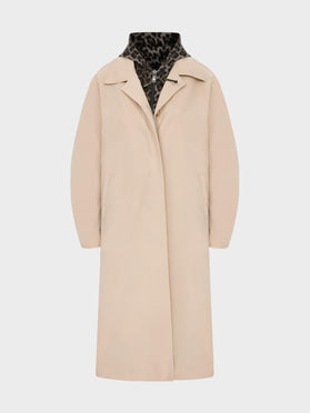 Oversize Cut Buttoned and Pocket Detailed Long Trench Coat - Beige