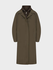 Oversize Cut Buttoned and Pocket Detailed Long Trench Coat - Khaki