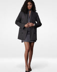 Oversize Metal Buttoned Canvas Jacket - Anthracite