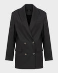 Oversize Metal Buttoned Canvas Jacket - Anthracite