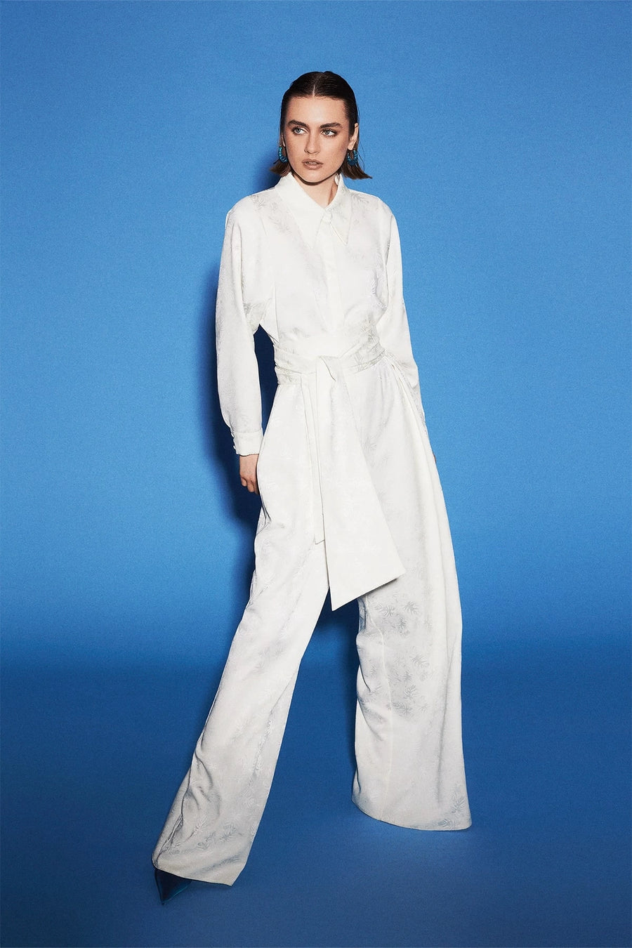Palm Jacquard Jumpsuit Ecru Fınal Item - Porterist 4