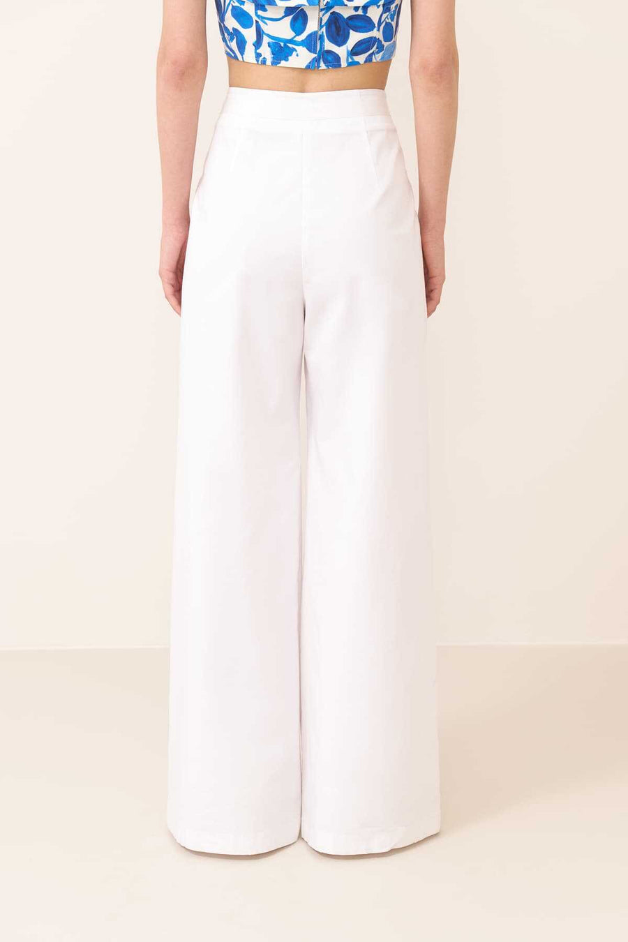 Pleated Wide Leg Trousers White