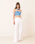 Pleated Wide Leg Trousers White