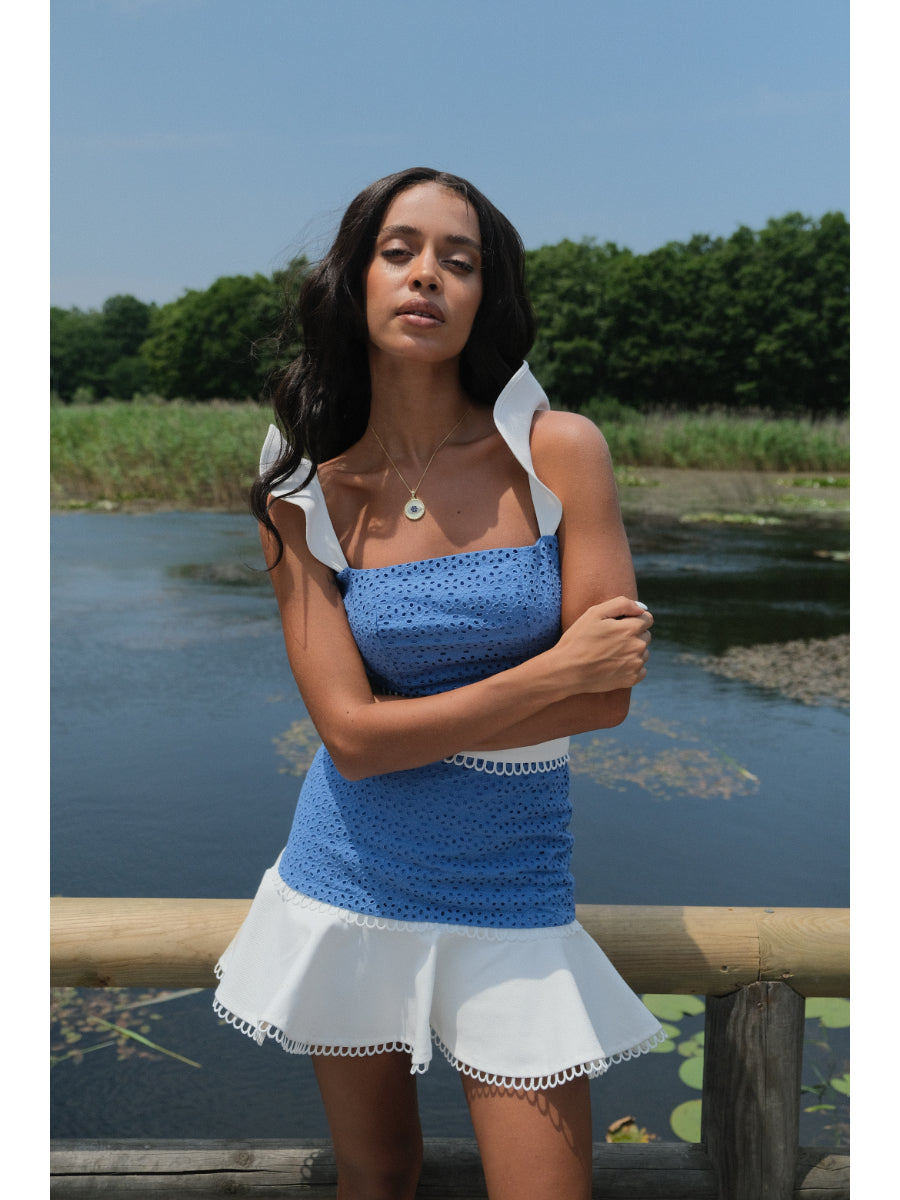 Mini Skirt&top Set In Blue | Porterist