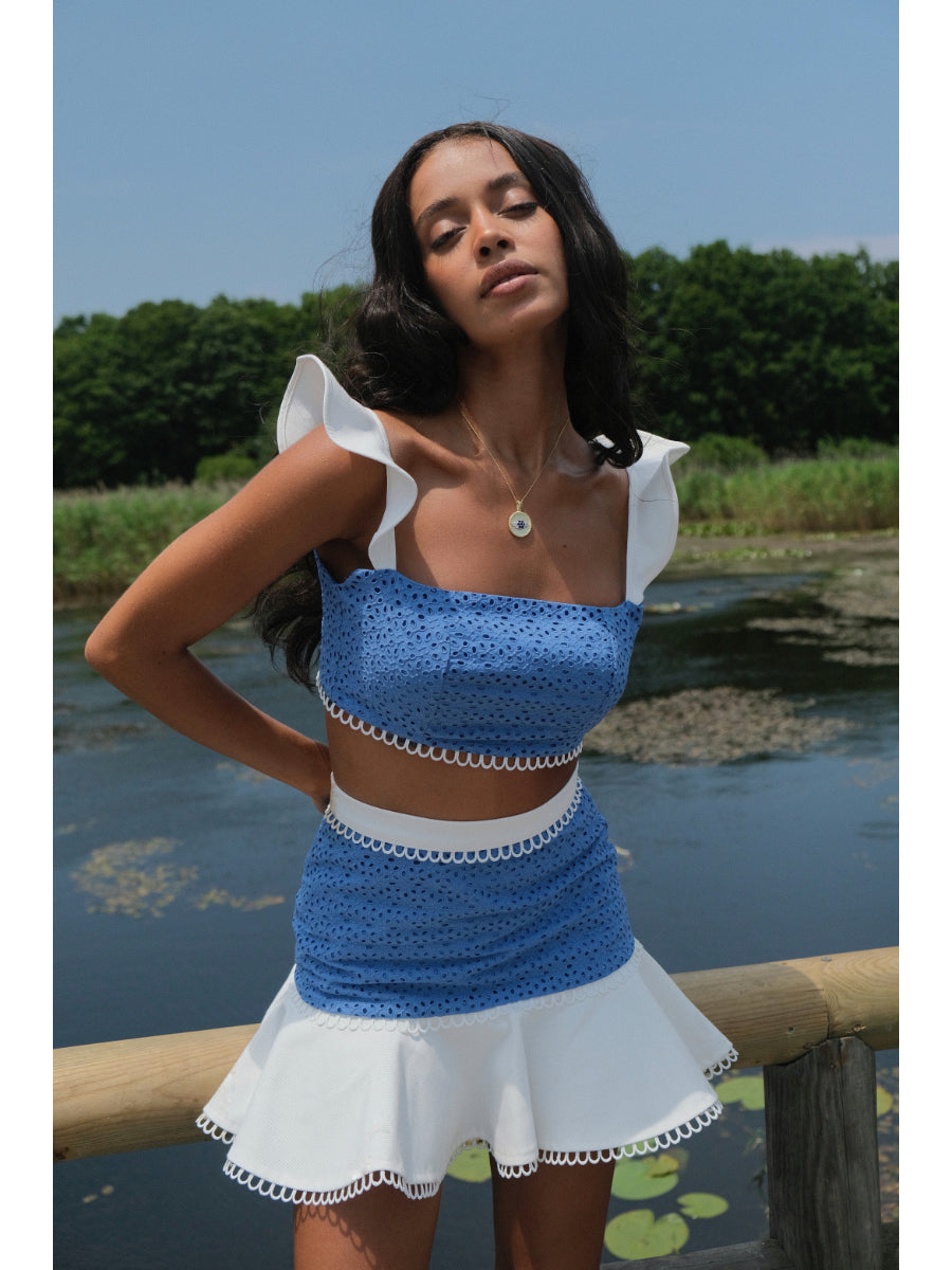 Mini Skirt&top Set In Blue | Porterist