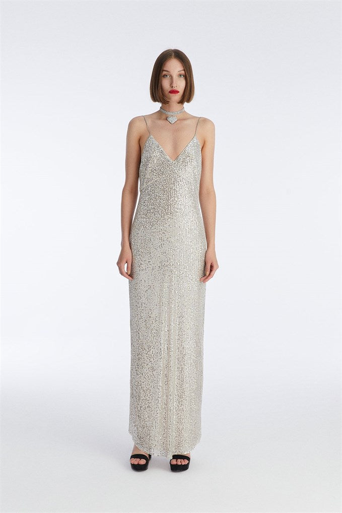 Sequin Dress With Beige Strap | Porterist