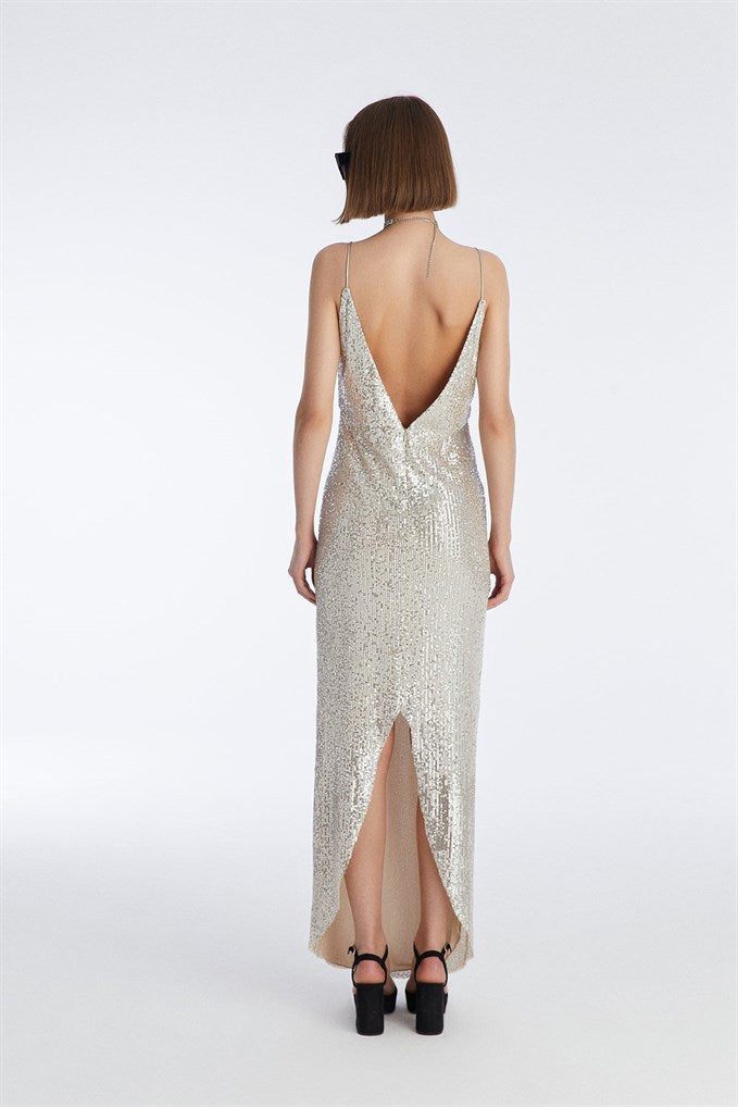 Sequin Dress With Beige Strap | Porterist