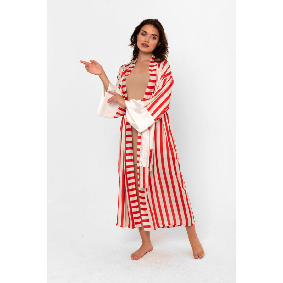 Red Striped Long Kimono | Porterist