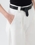 White High Waist Pleated Pants