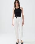 White High Waist Pleated Pants