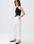 White High Waist Pleated Pants