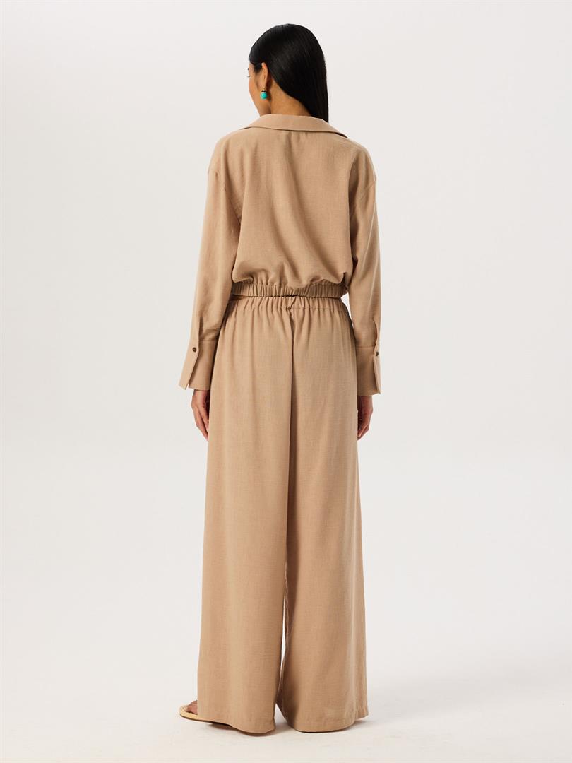 Blouse with V-neck at the waist - Beige