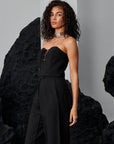 Lace-up Front Sweetheart Neck Strapless Cut Chic Bustier - Black