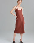 Spaghetti Strap Satin Midi DresCopper  - Porterist 1