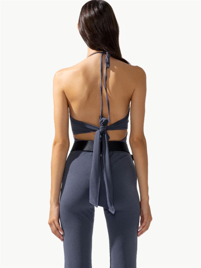 Strap Low Cut Bodysuit Anthracite  - Porterist 2