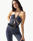 Strap Low Cut Bodysuit Anthracite  - Porterist 3