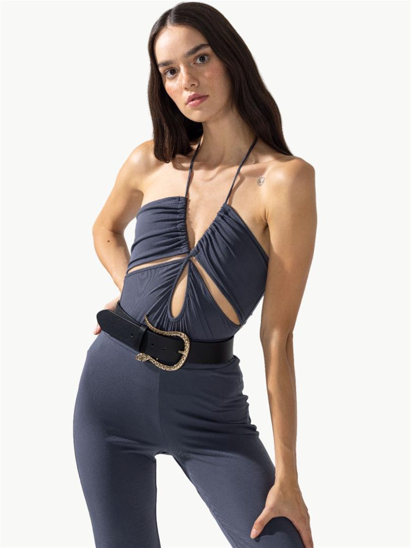 Strap Low Cut Bodysuit Anthracite  - Porterist 3