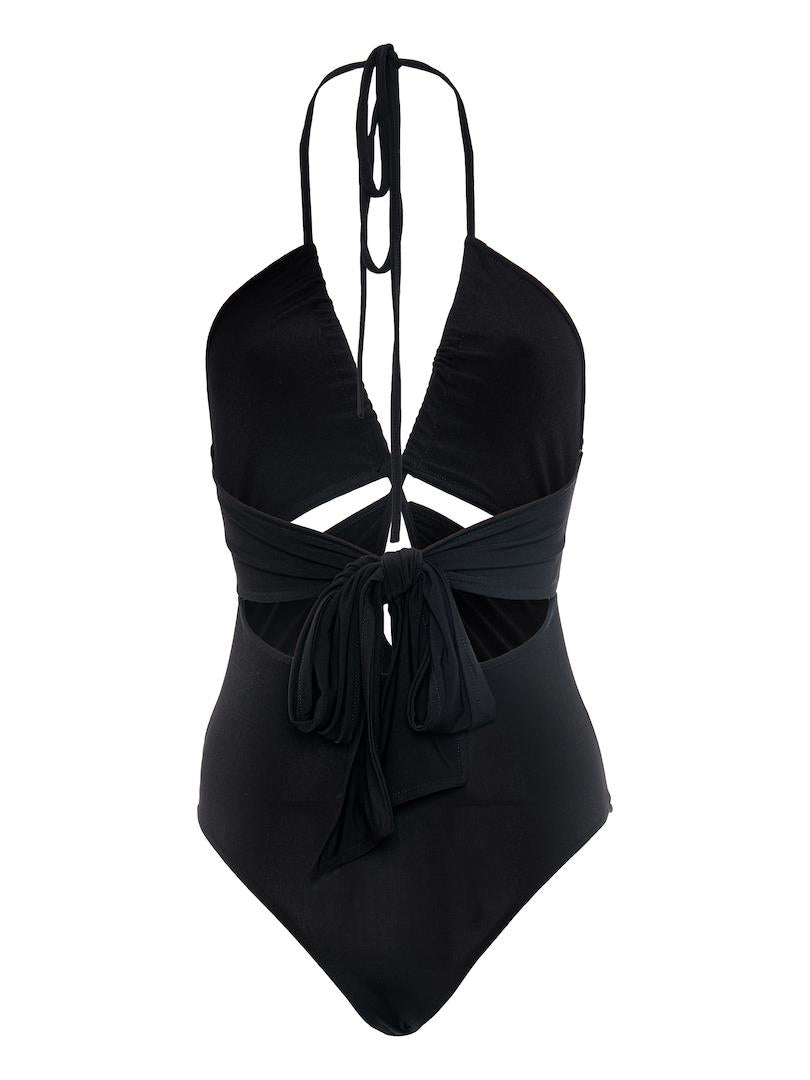 Strap Low Cut Bodysuit Black  - Porterist 2