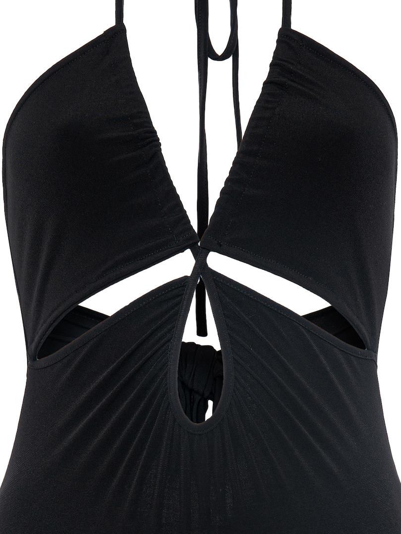 Strap Low Cut Bodysuit Black  - Porterist 3