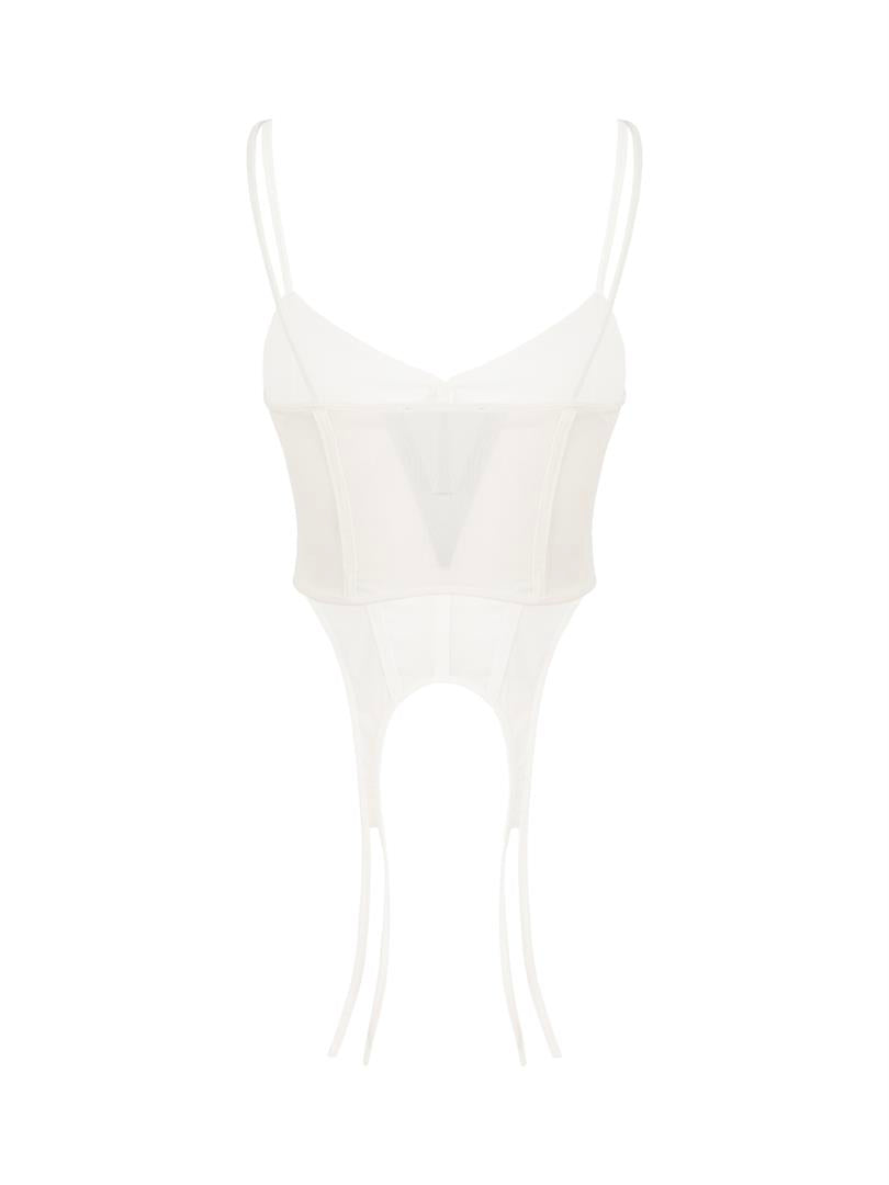 Thin Strap Tulle Bustier White  - Porterist 5