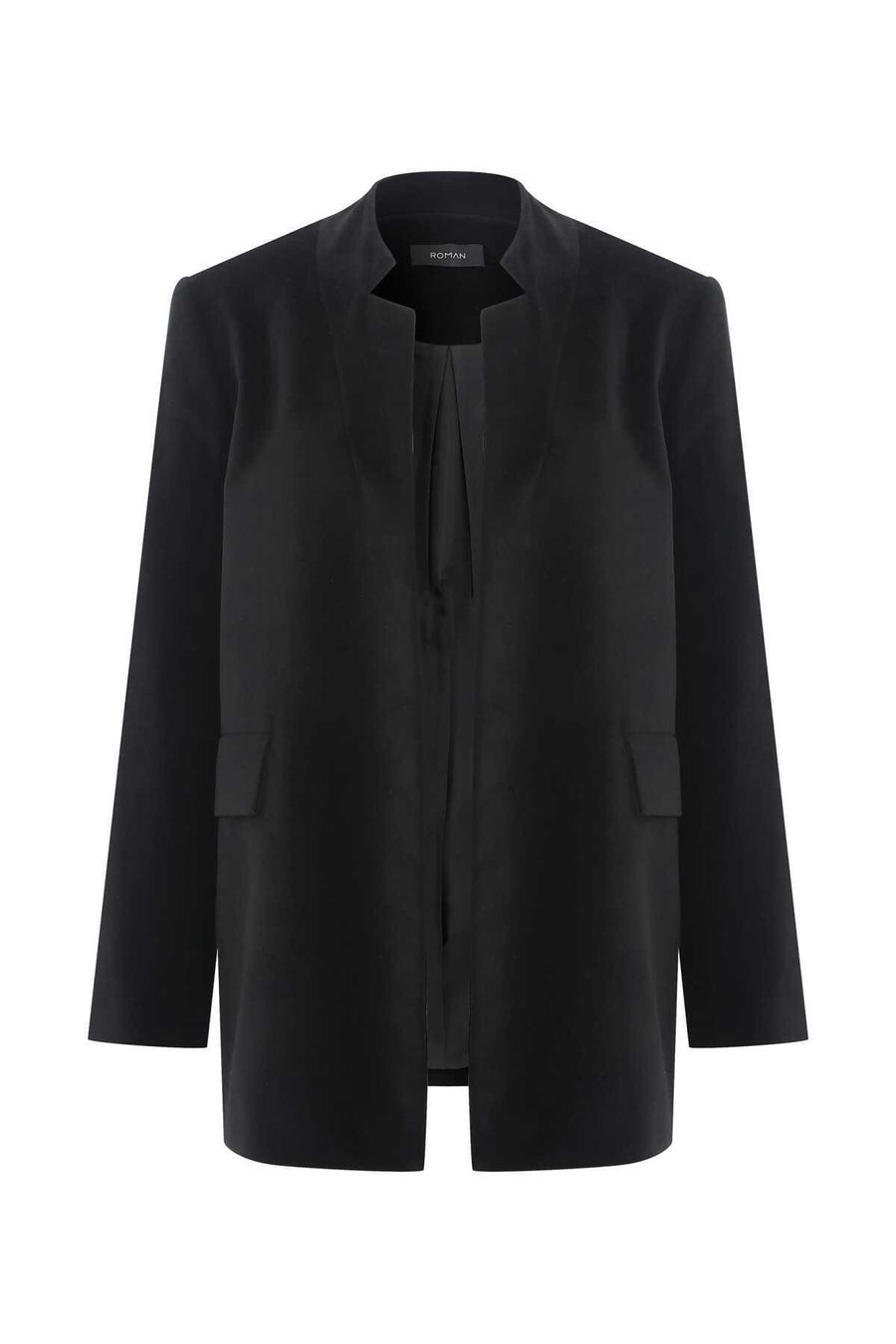 Collarless Women Jacket Black  - Porterist 4