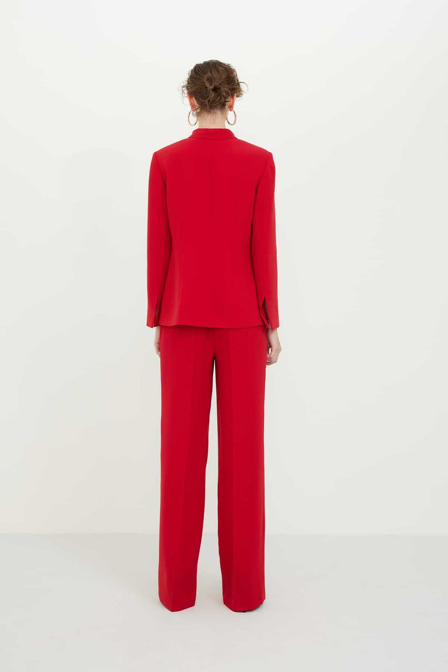Crep Jacket with Collar Tie Detail Red  - Porterist 2