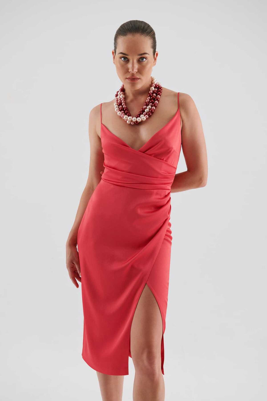 Evening Gowns with Slits Pomegranate Blossom  - Porterist 3