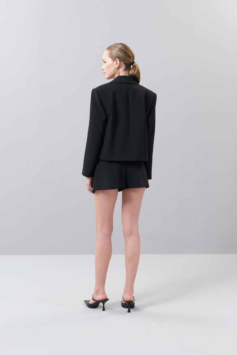 Gold Button Short Length Jacket Black  - Porterist 2