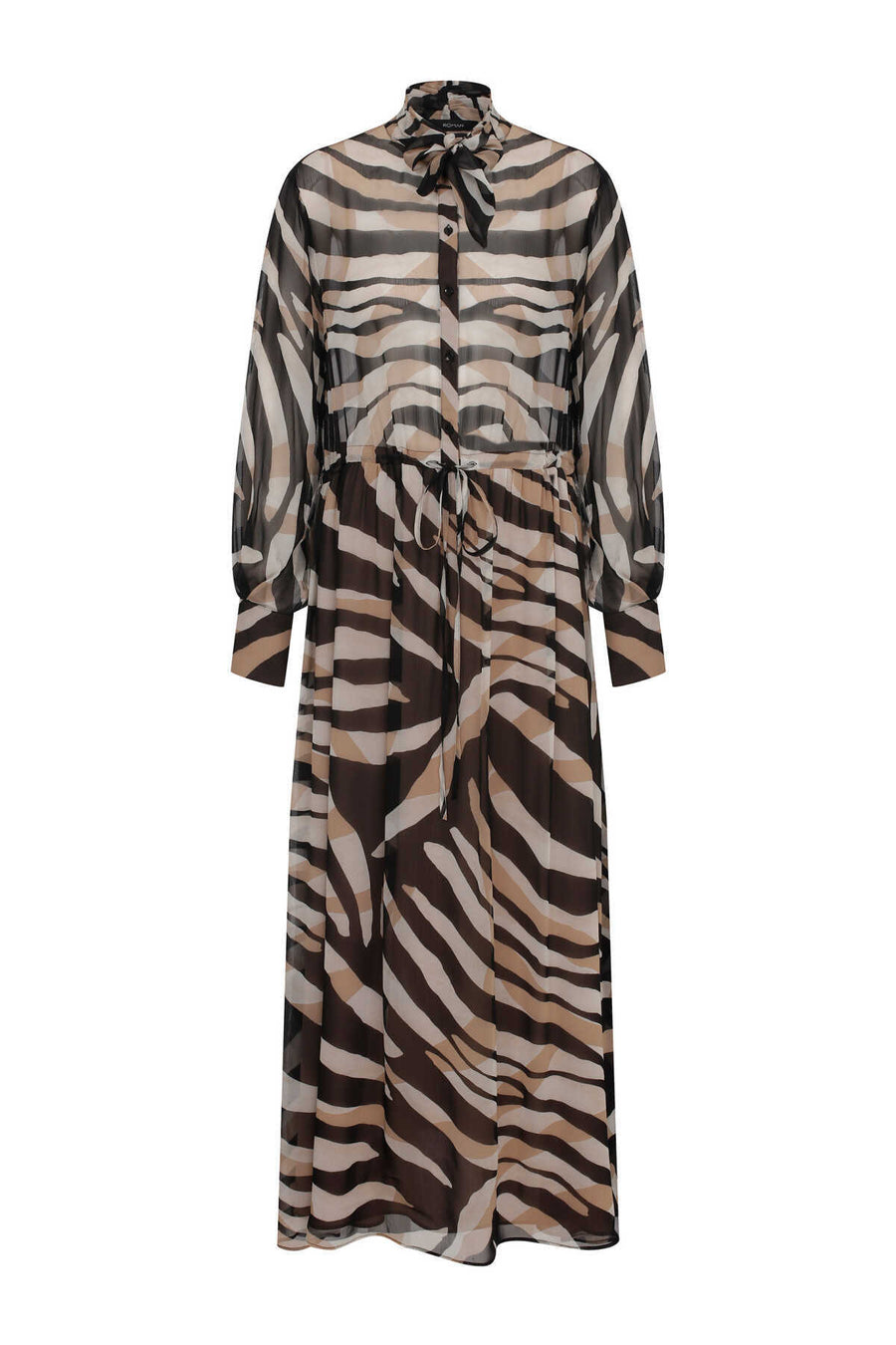 Line Patterned Long Sleeve Chiffon Dress Standard Color  - Porterist 4
