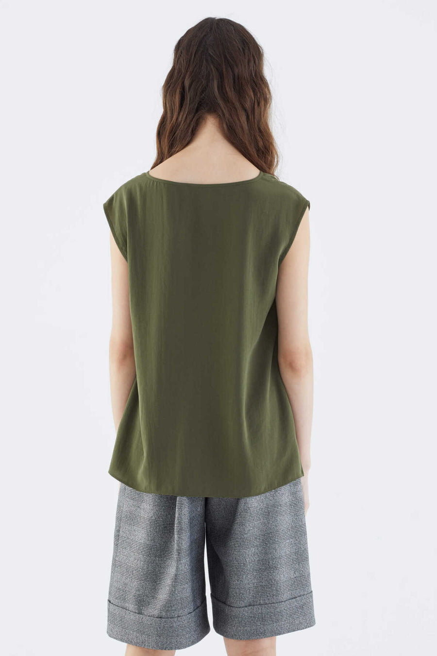 V neck Blouse Khaki  - Porterist 2