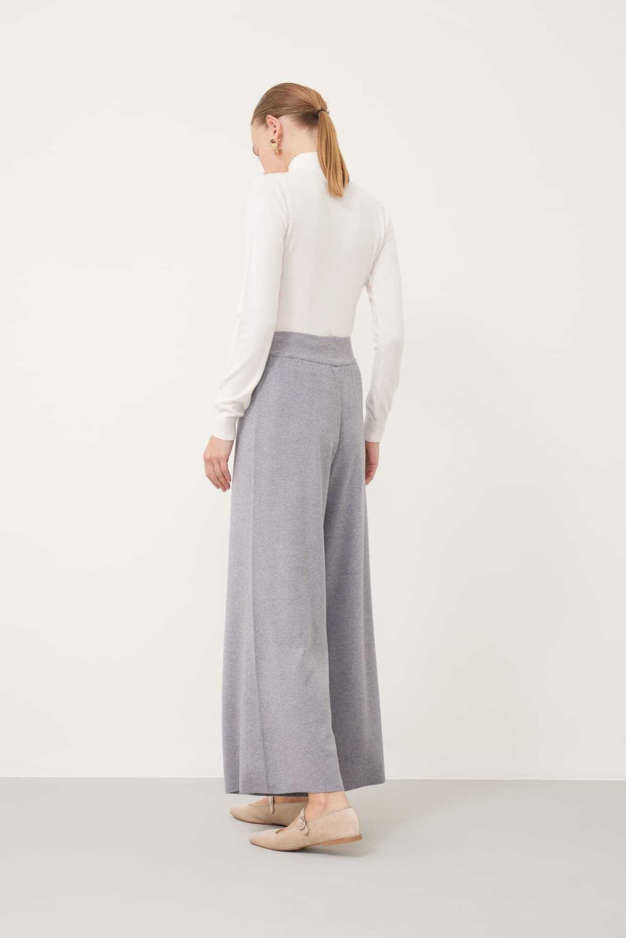 Wide Leg Elastic Waist Sweatpants Gray  - Porterist 2