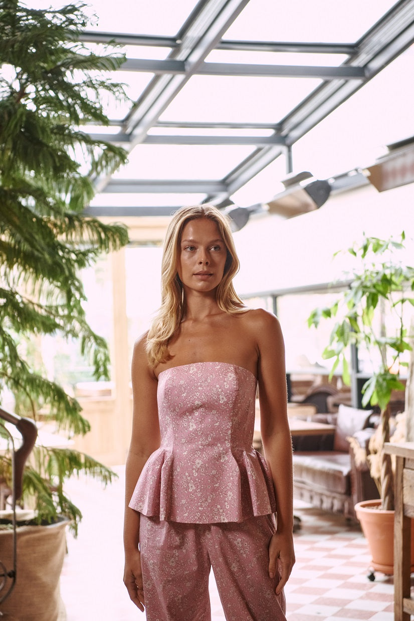 Victoria Peplum Bustier In Summer Pink | Porterist