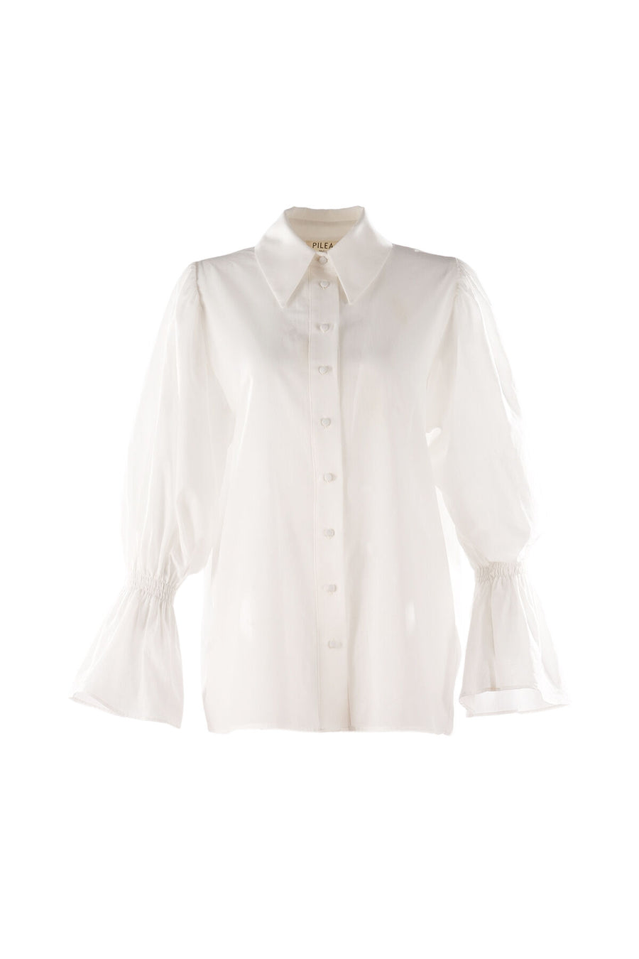 White Sienna Sleeve: Shirred Cotton Shirt - Porterist 4