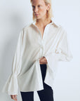 White Sienna Sleeve: Shirred Cotton Shirt - Porterist 1