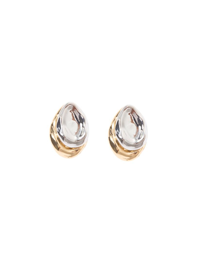 Drop Cut Double Color Earrings - Silver/Gold