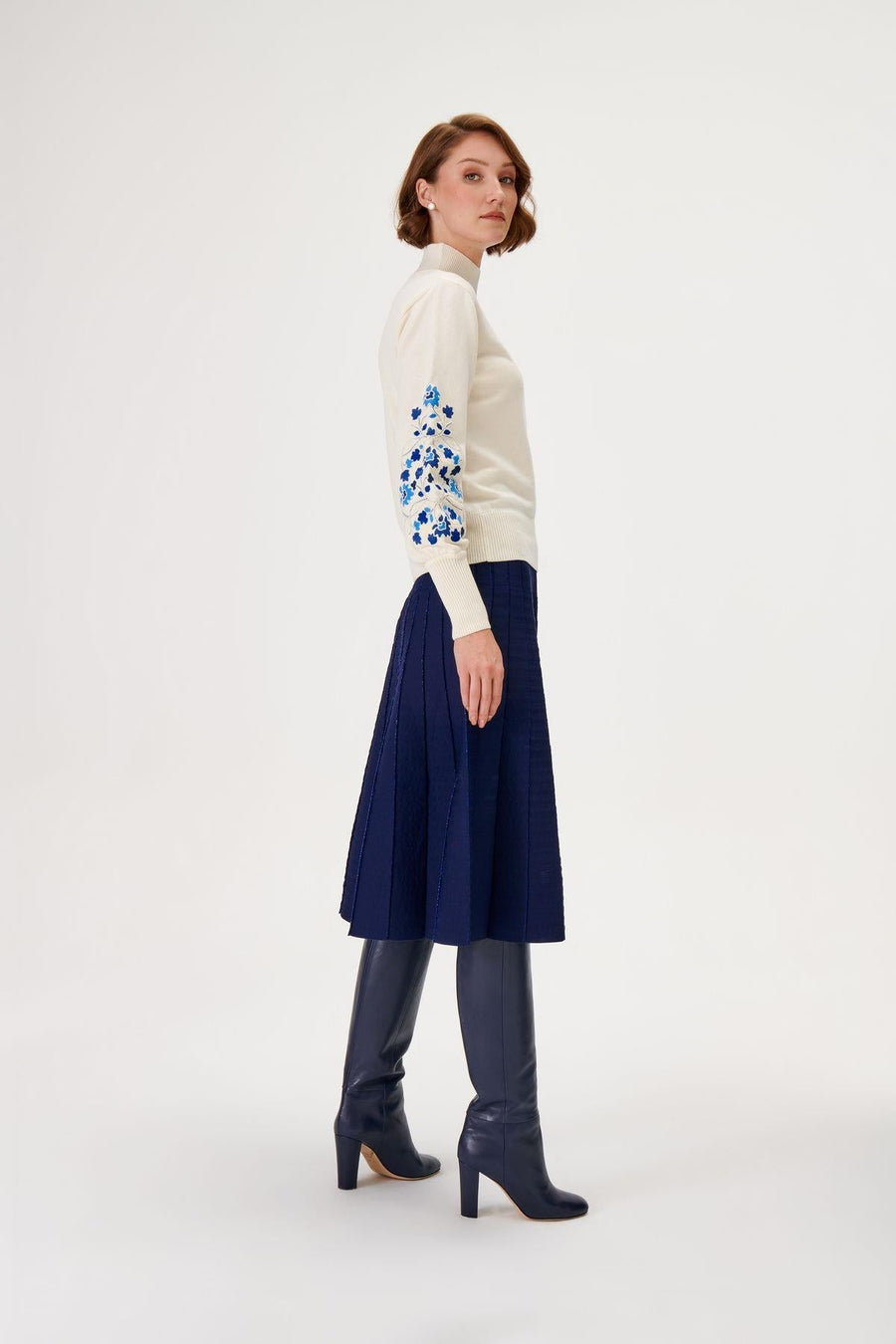 Blue Lurex Detailed Midi Knitwear Skirt Fınal Item - Porterist 3
