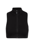 Black Zipper Detail Mock Neck Short Blouse | Porterist