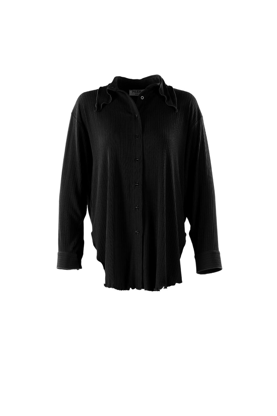 Black Pleated Knitted Shirt