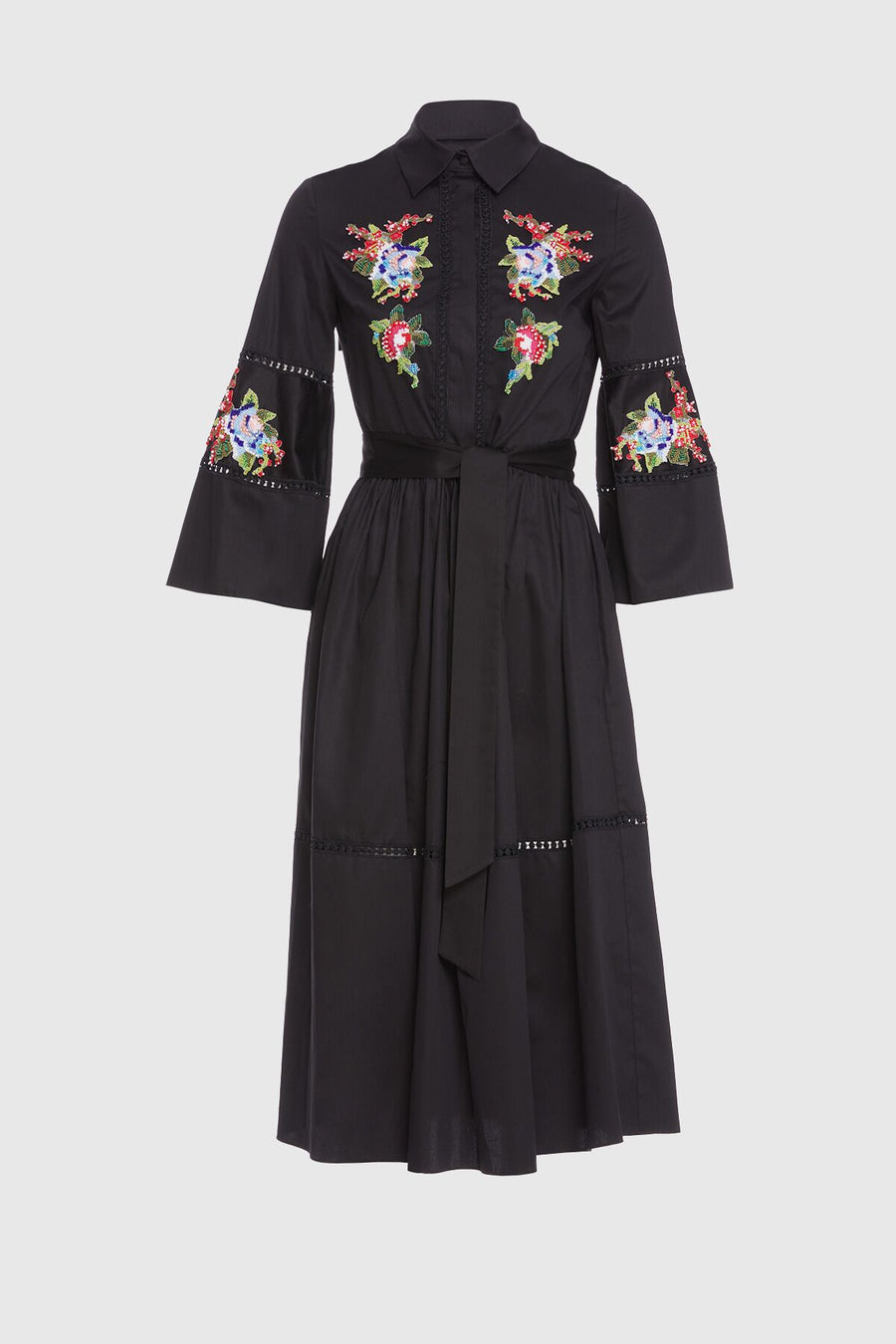 Long Black Dress With Embroidery Detail Fınal Item - Porterist 1