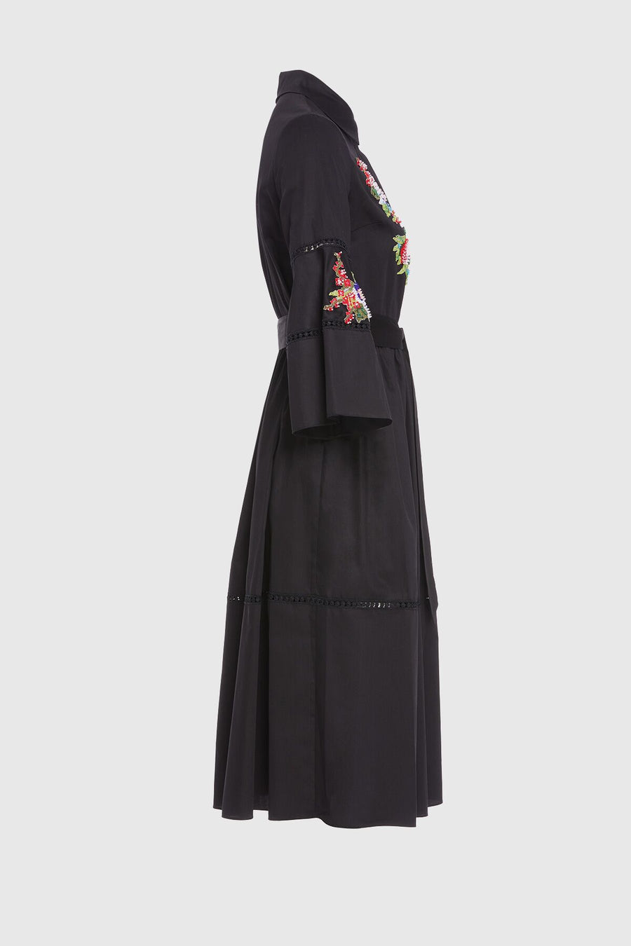 Long Black Dress With Embroidery Detail Fınal Item - Porterist 2