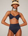Solana Econyl® Pin-up High Waisted Bikini Set Navy Blue