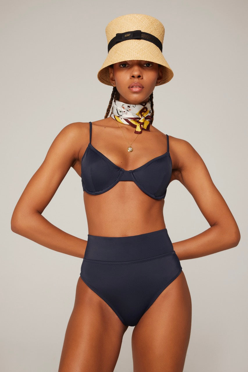 Solana Econyl® Pin - up High Waisted Bikini Set Navy Blue