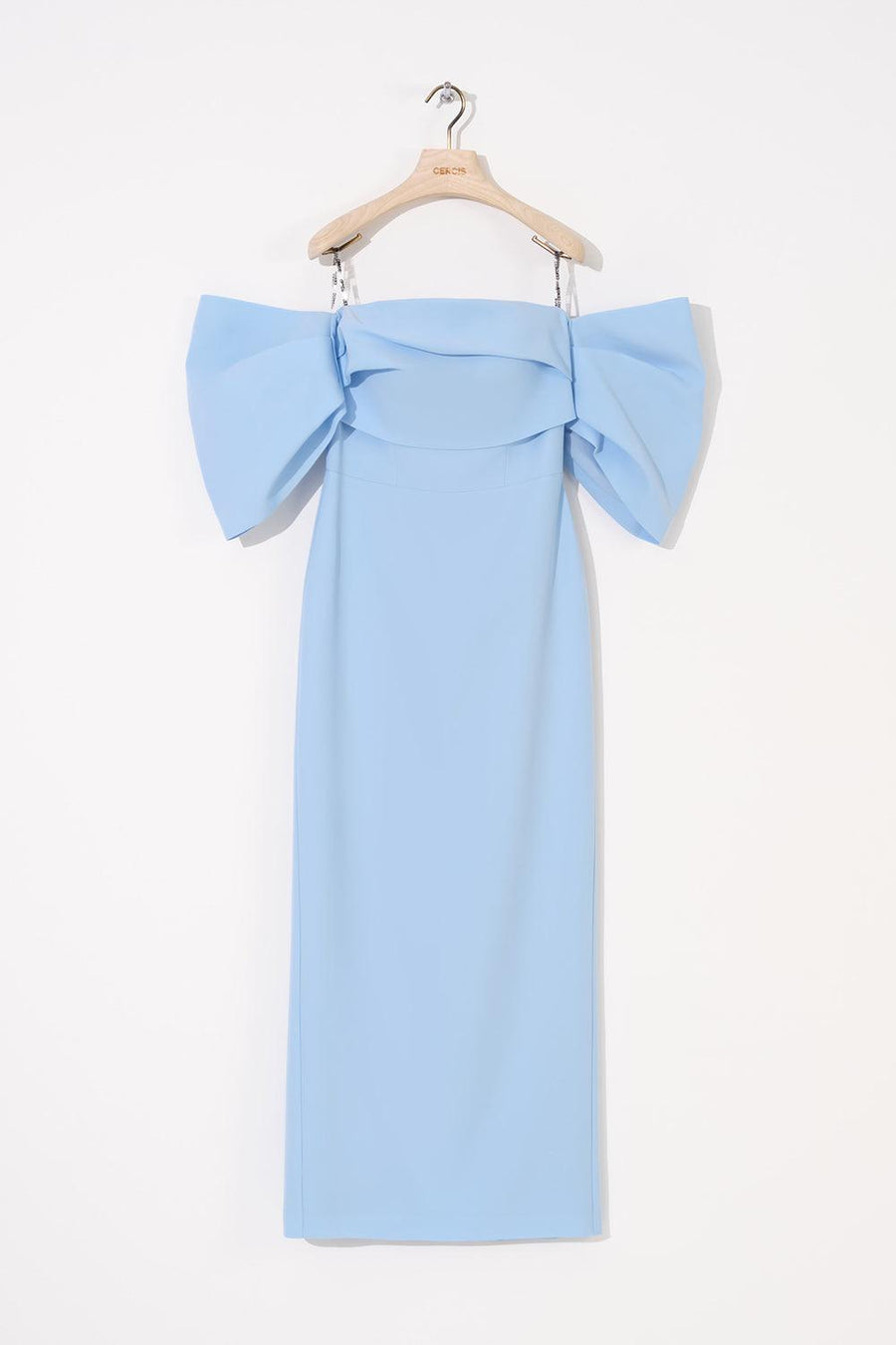 Blue Strapless Low Balloon Sleeve Long Dress Fınal Item - Porterist 1