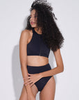 Tai Mai Halter Neck Black Bikini Set With Zipper | Porterist